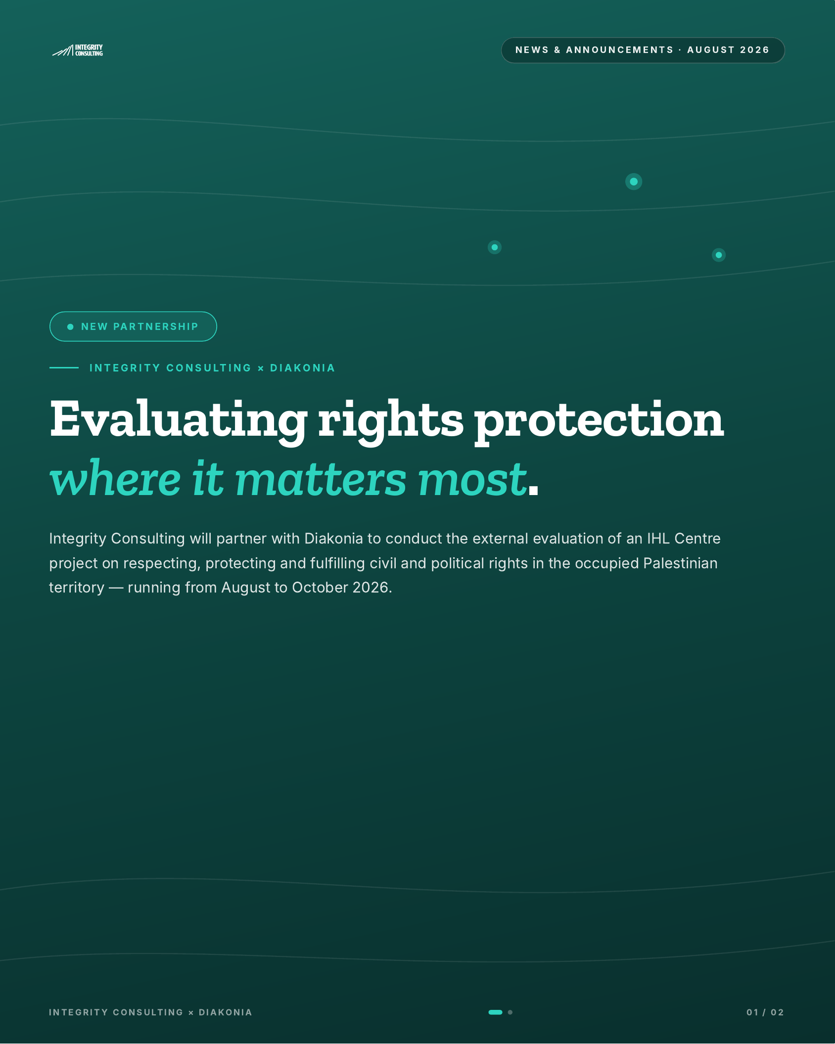 Cover: New Partnership: External Evaluation of a Diakonia IHL Centre Project